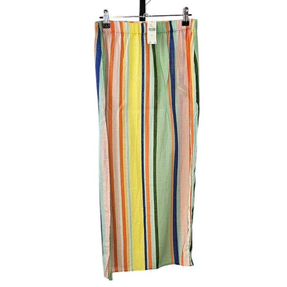 Anthropologie Linen Blend Striped Maxi Cover Up Skirt Size XS Side Slit Long NWT - Picture 5 of 7